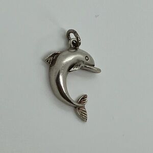 Vtg 925 Sterling Silver Jumping Dolphin Porpoise  Charm / Pendant